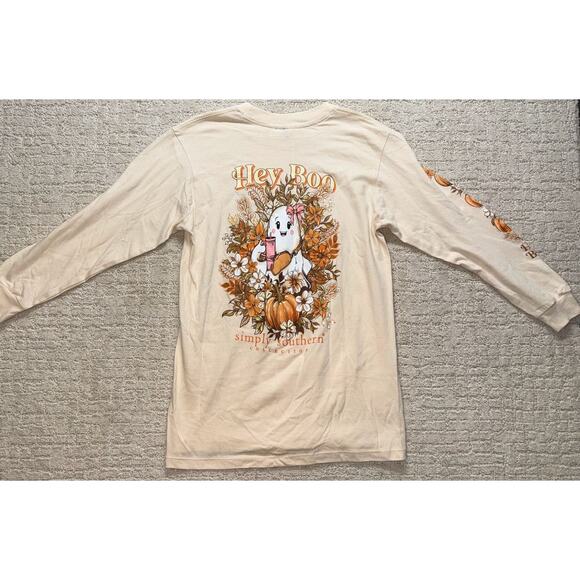 Simply Southern Long Sleeve Shirt Fall Ghost Pumpkin Youth Small New 100% cotton - Picture 7 of 7